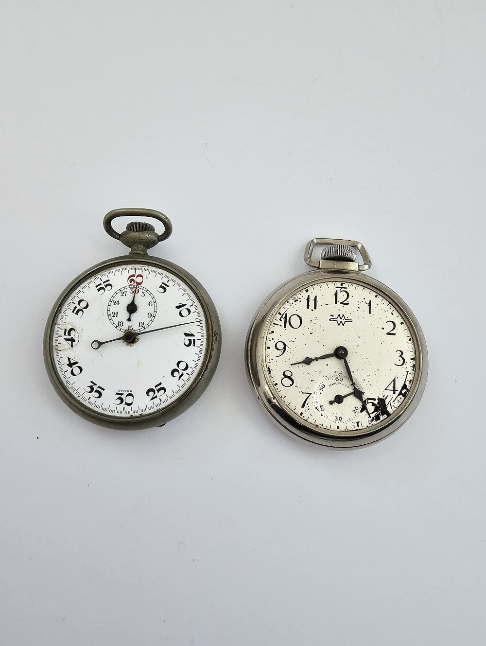 Vintage Pocket Watch Lot Montgomery Ward Swiss Stopwatch Parts Repair​